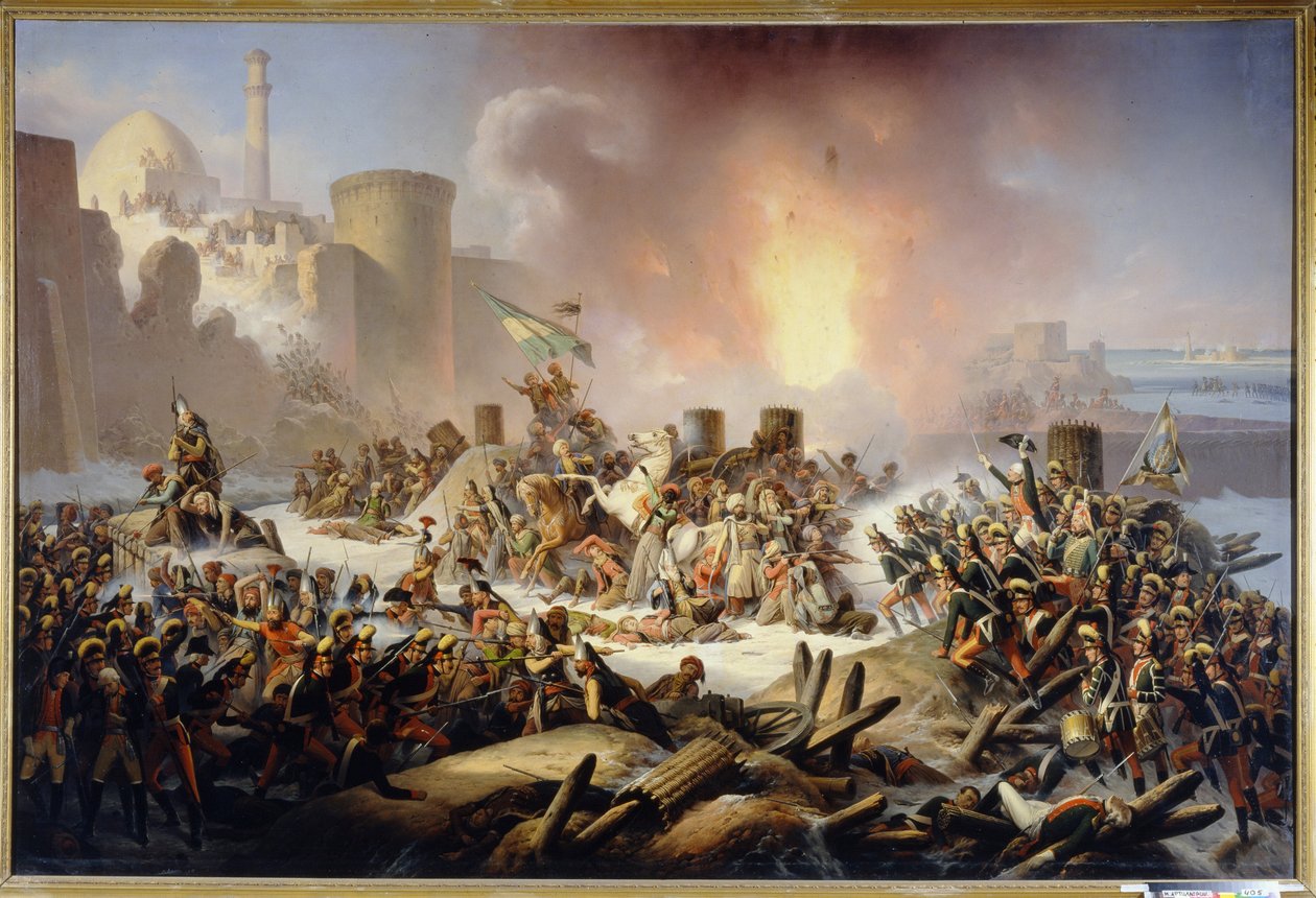 O segundo cerco da Fortaleza Ochakov (ou Otchakiv, na Ucrânia) em dezembro de 1788. (O Cerco da Fortaleza Ochakov em dezembro de 1788). Episódio da Guerra Russo-Turca (Russo-Turca) de 1787-1792, forças russas, comandadas pelo príncipe Grigori Po de Polish School
