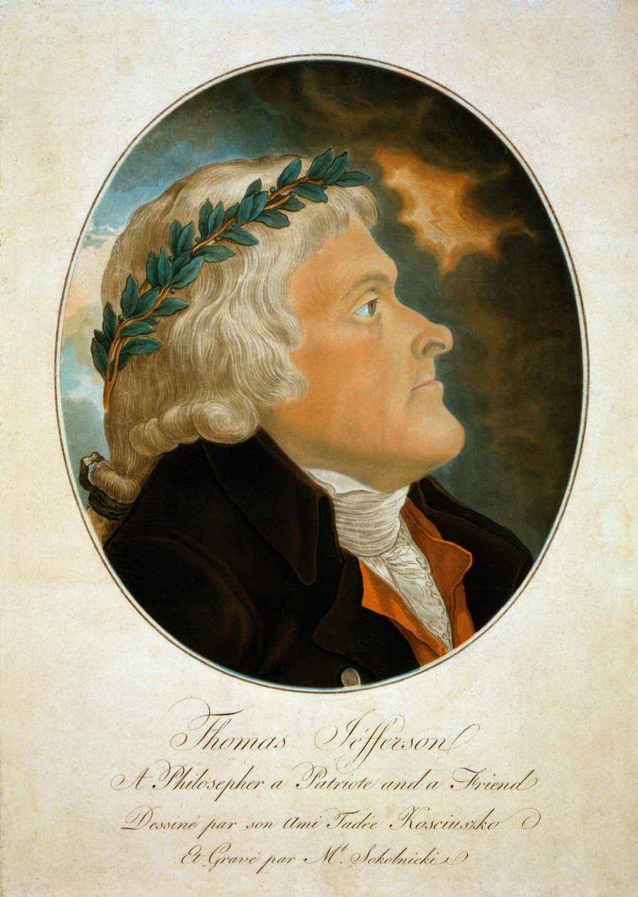 Perfil Retrato de Thomas Jefferson, c.1799 (aquatint) de Polish School