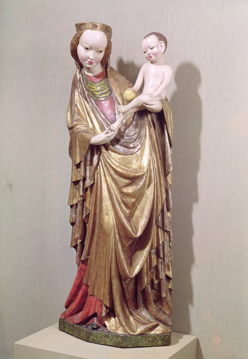 Virgem e Criança, c.1400 (madeira policromada) de Polish School