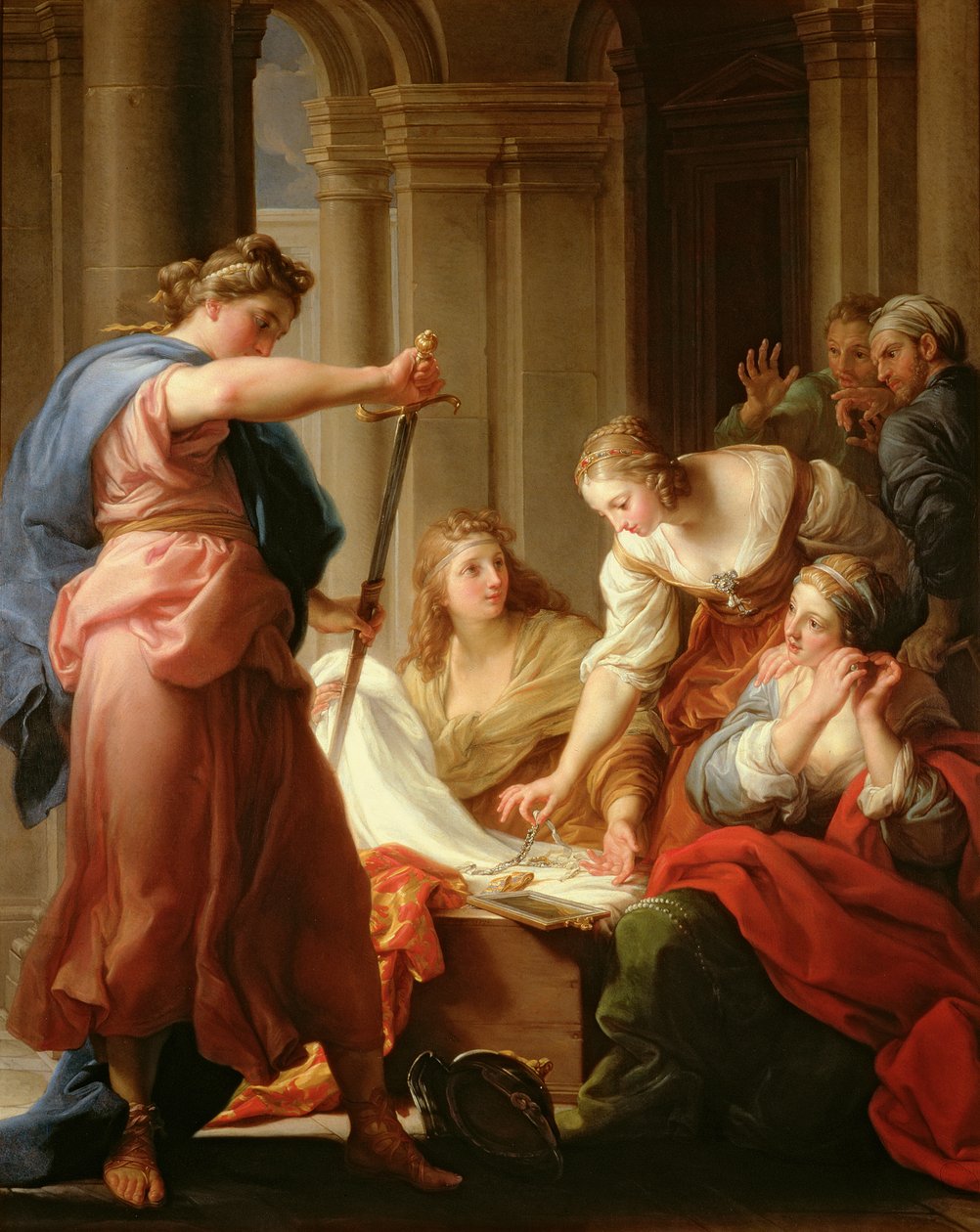Aquiles na corte do rei Lycomedes com suas filhas, 1746 de Pompeo Girolamo Batoni