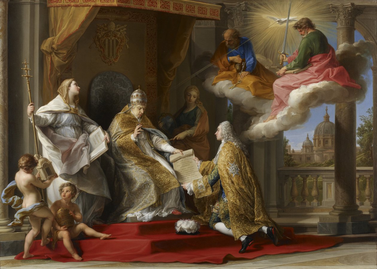 Papa Bento XIV apresenta a Encíclica &39;Ex Omnibus&39; ao conde de Stainville, mais tarde Duc de Choiseul, 1757 de Pompeo Girolamo Batoni