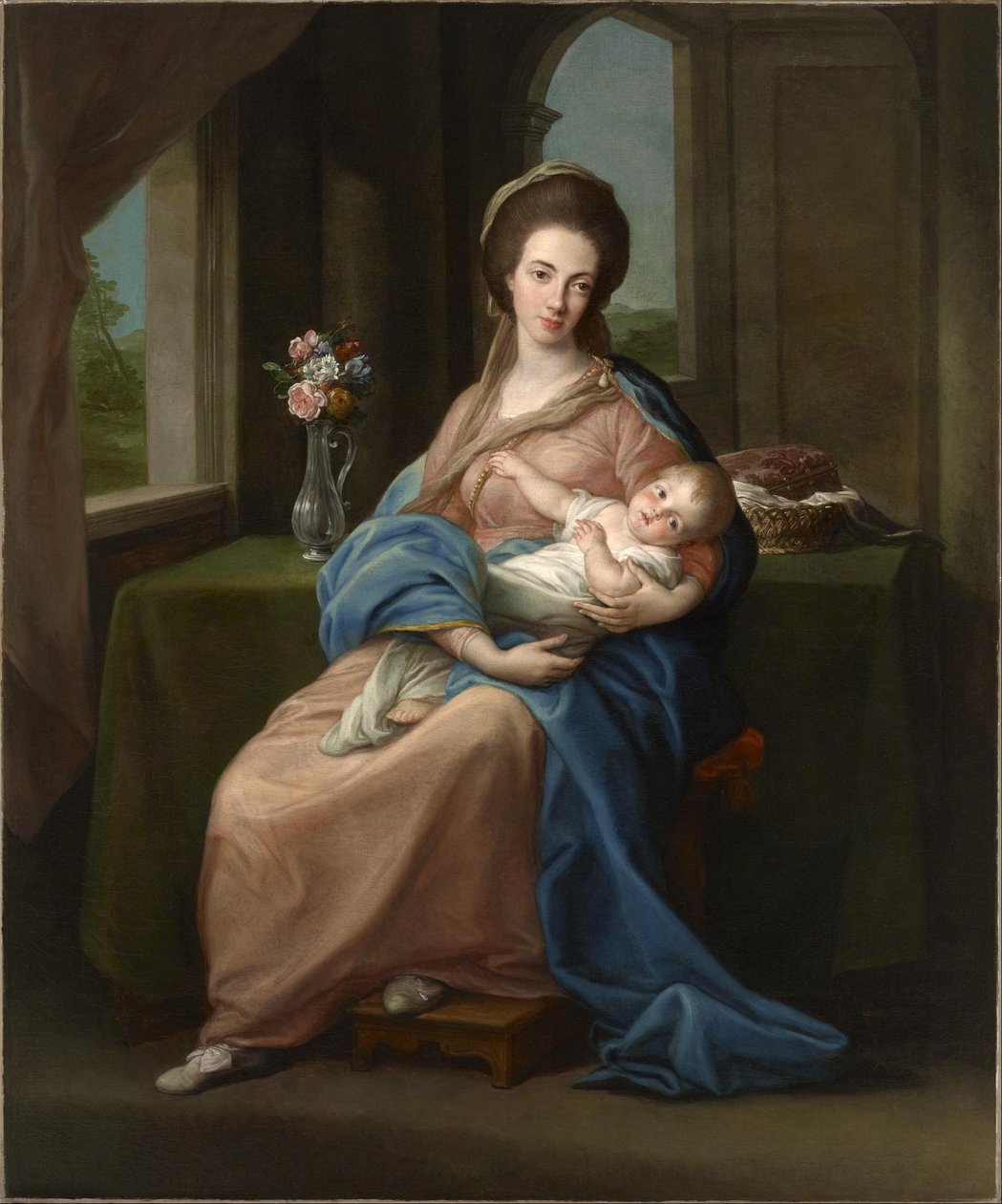 A marquesa de cabeça segurando sua filha Mary de Pompeo Girolamo Batoni
