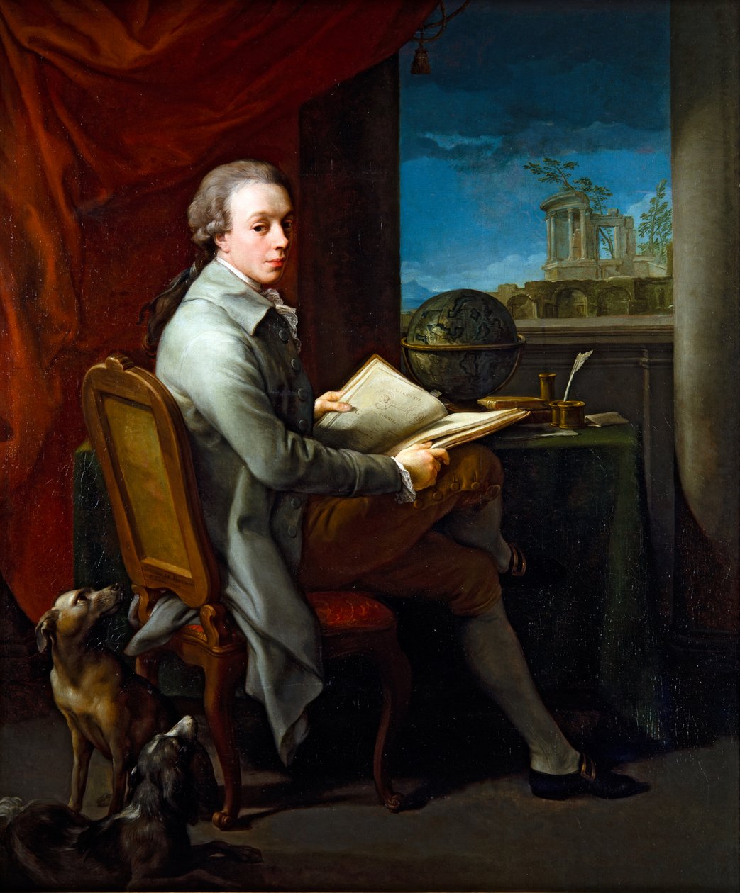 Par de retratos, Cavalheiro (sobre tela) de Pompeo Girolamo Batoni