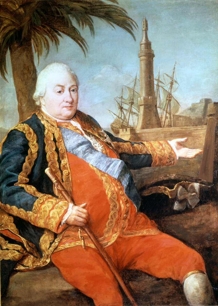 Retrato do Cavaleiro Pierre André de Suffren de Saint Tropez (Saint-Trophez), oficial de justiça de Suffren (1729-1788). Pintura de Girolamo Pompeo Batoni (1708-1787). Museu de Castelos de Versalhes de Pompeo Girolamo Batoni