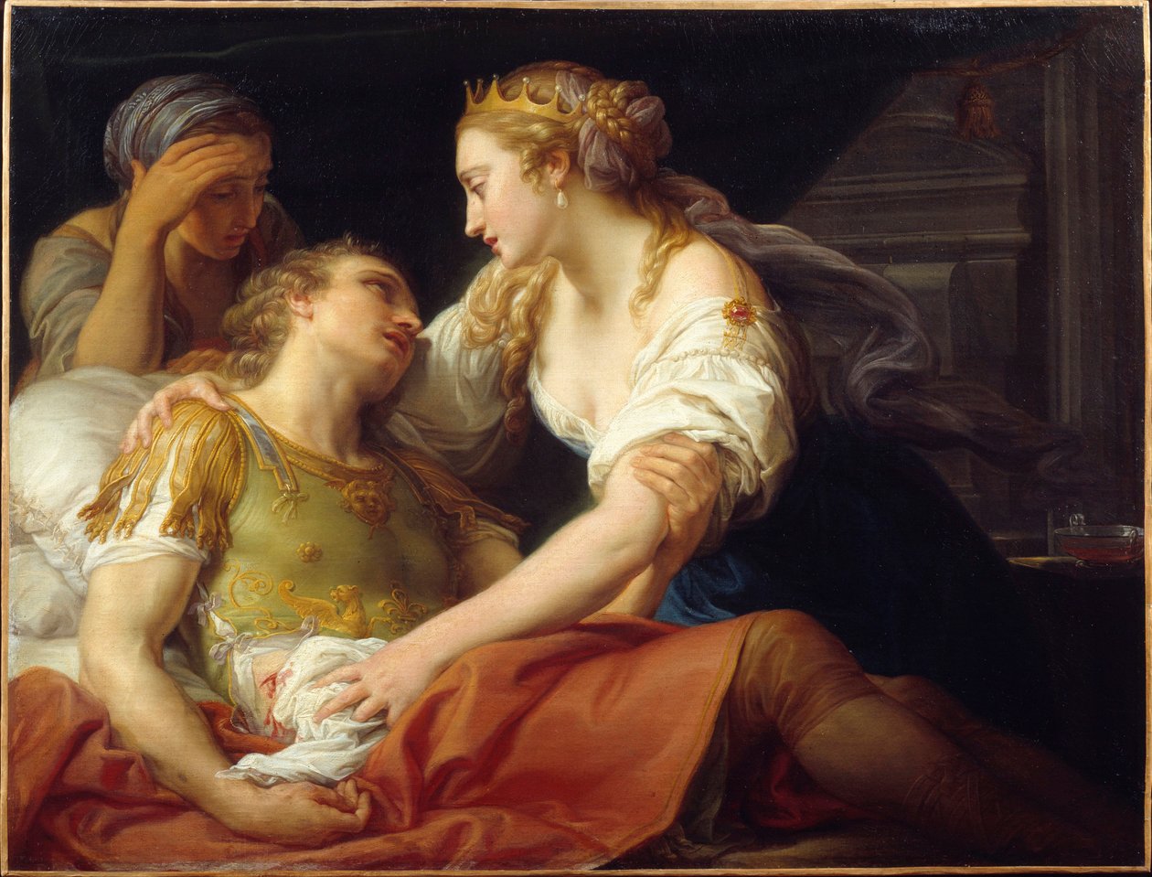 A morte de Marc Antoine, o político romano e general Marc Antoine (Marcus Antonius) (83-30 a.C.), morreu nos braços de Cleópatre. Pintura de Pompeo Batoni (1708-1787) 1760 Brest, Museu de Belas Artes de Pompeo Girolamo Batoni