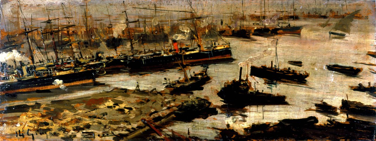 Porto de Génova, pintura de Mariani de Pompeo Mariani