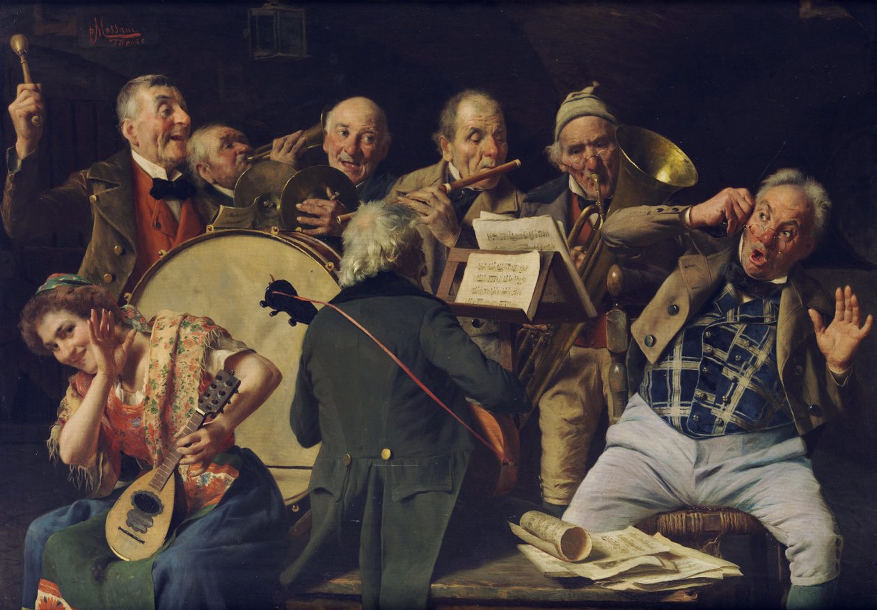 Um ensaio de orquestra, c. 1920 de Pompeo Massani