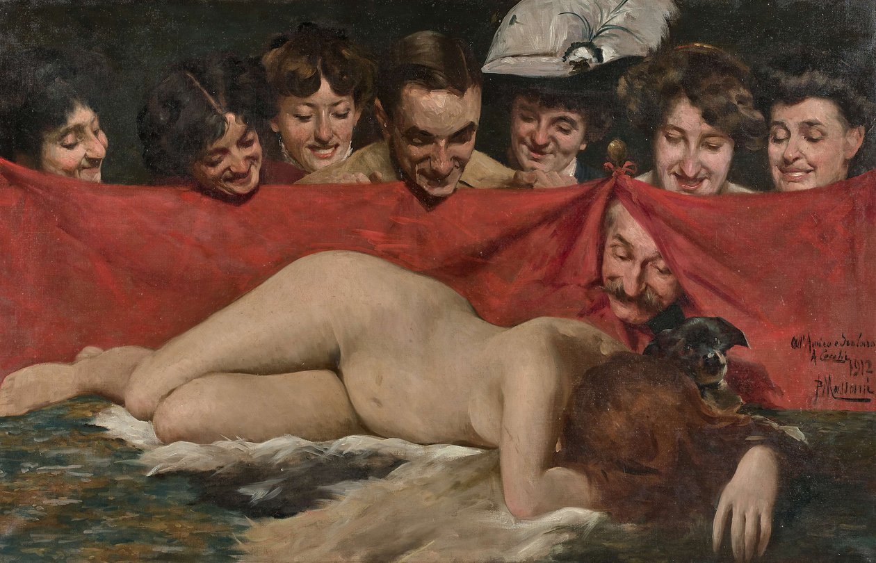 O peep show Les voyeurs, 1912. de Pompeo Massani