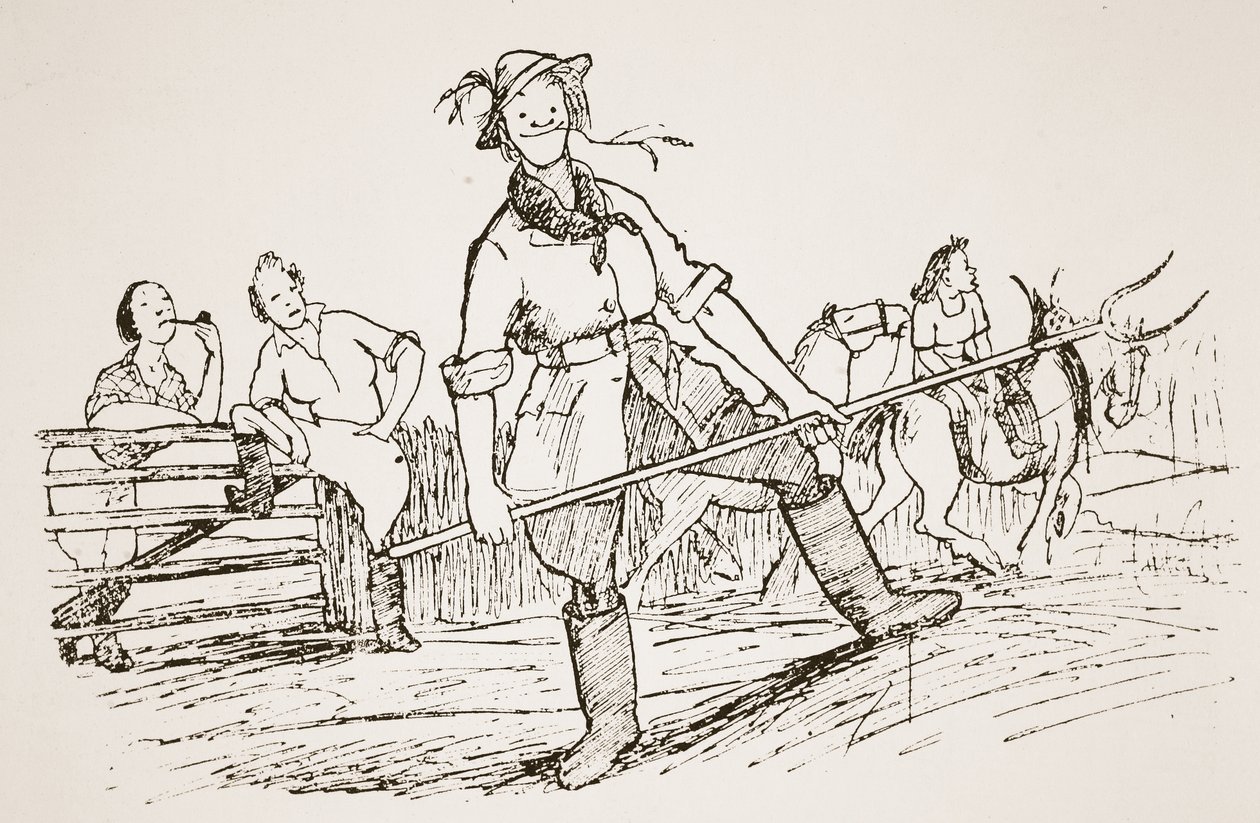 Voltando para a terra, ilustração de "Pont: Uma conta da vida e obra do grande artista Punch" de Pont