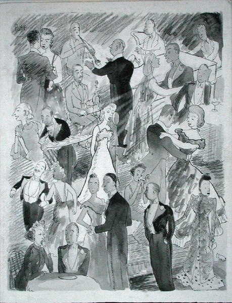 Nós vamos dançar em Londres (caneta, tinta e aquarela monocromática sobre papel) de Pont