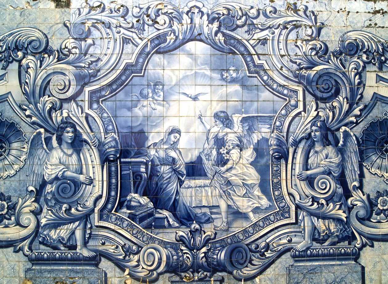 Painel decorativo representando a Anunciação, Lamego, Portugal. 1738 (azulejos cerâmicos) de Portuguese School
