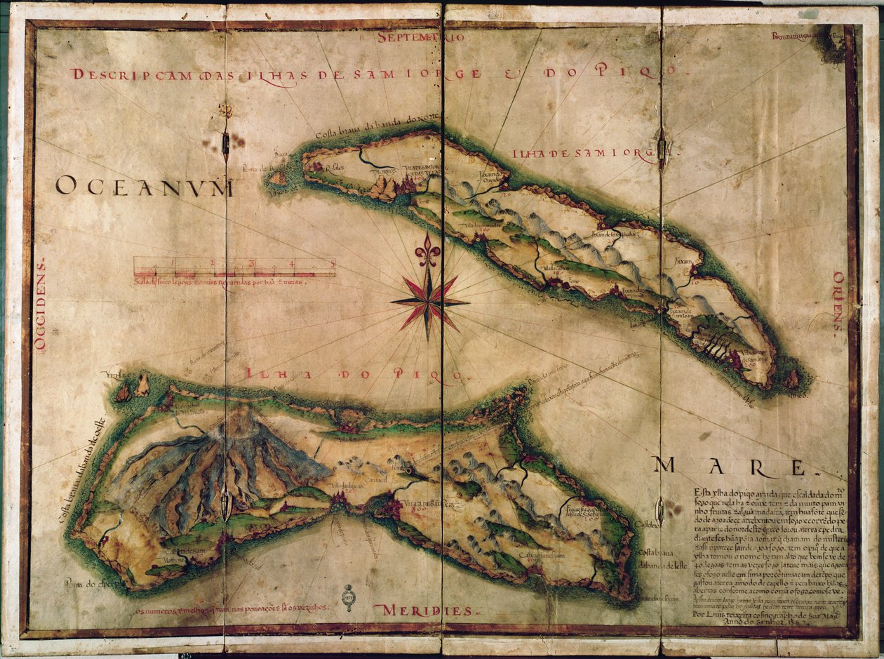 Mapa Geográfico dos Açores, 1587 de Portuguese School