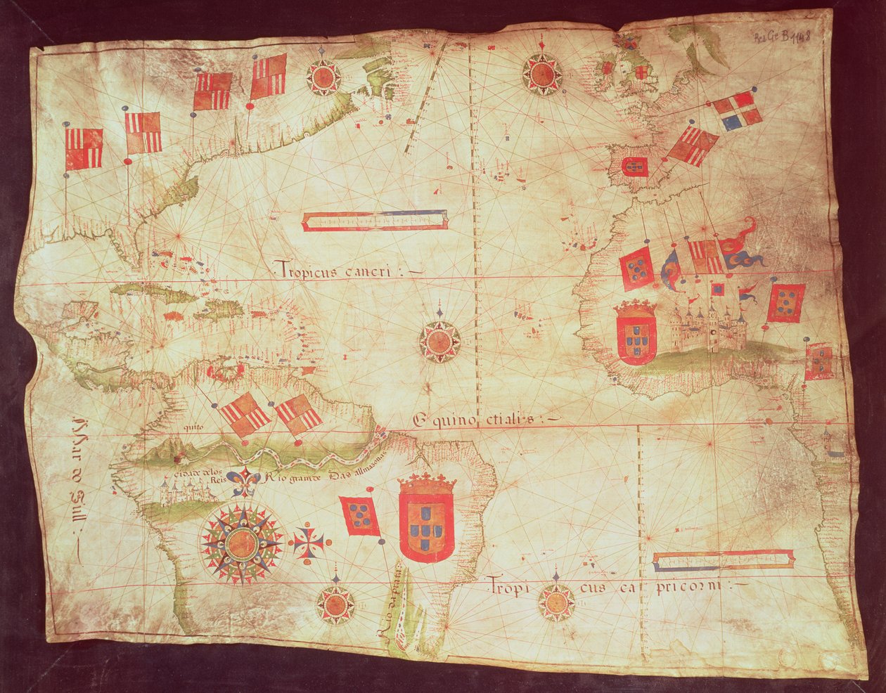 Mapa do Oceano Atlântico, c.1550 de Portuguese School