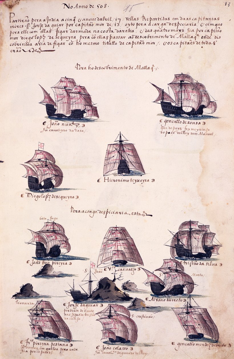 New Expedition to India in 1508, from Livro das Armadas  de Portuguese School