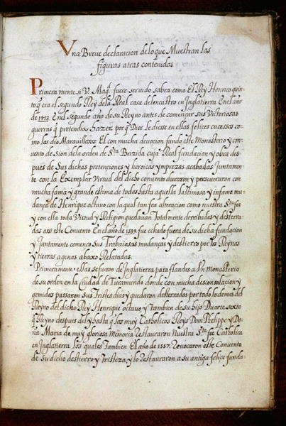 Uma página da história das peregrinações das Freiras de Syon, compilada em Lisboa no início do século XVII (vellum) de Portuguese School