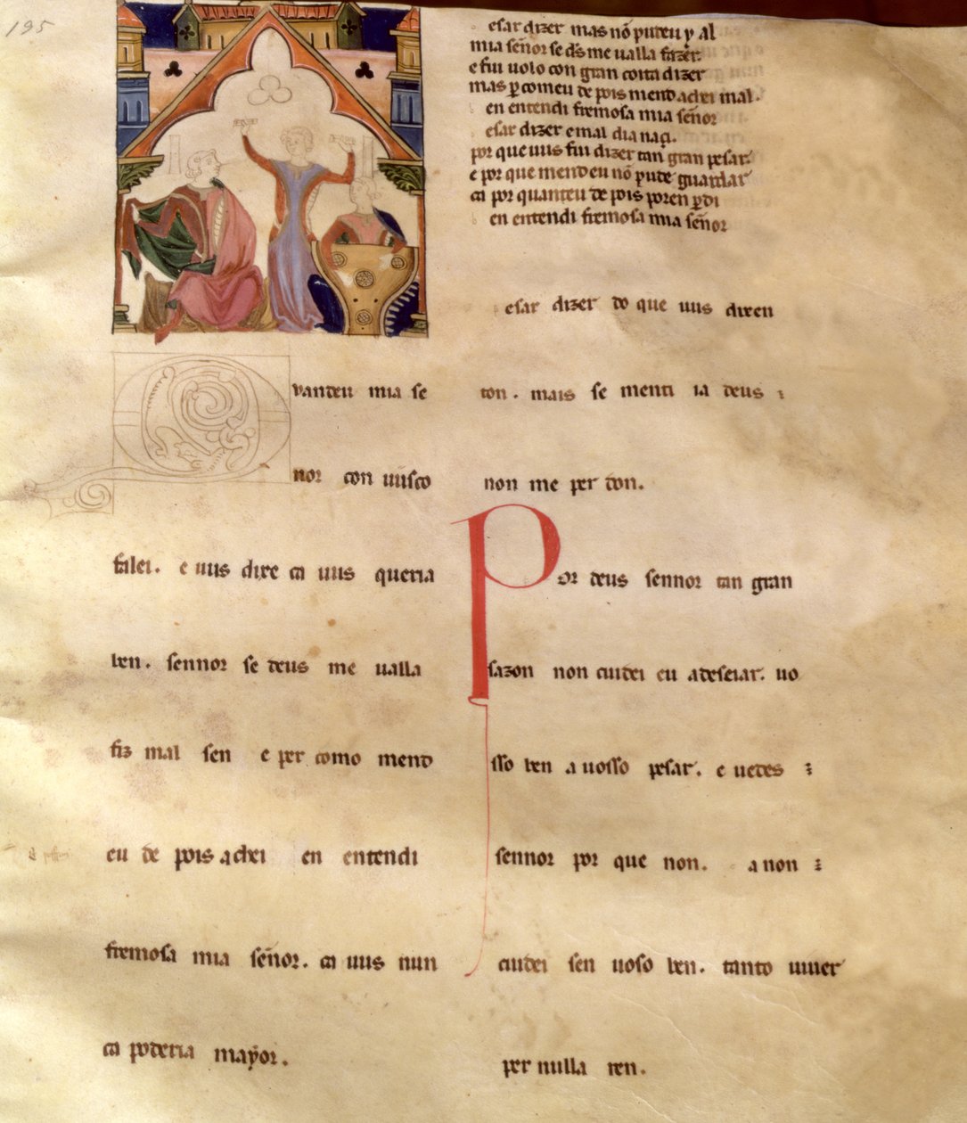 Versos da Canção da Ajuda, página 195R, século XIII-XV de Portuguese School