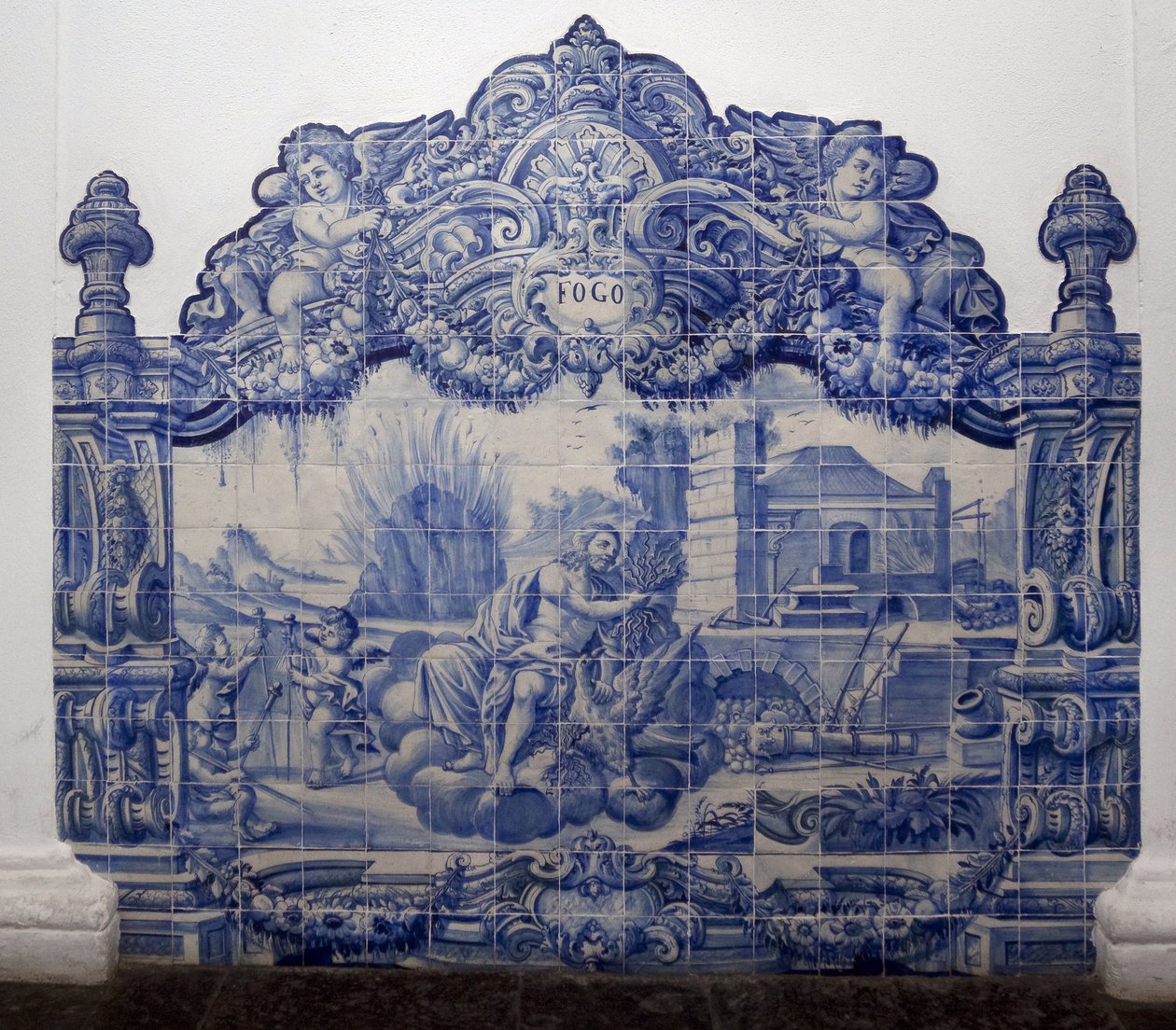 Alegoria do fogo - Azulejos, faiança pintada de Portuguese School