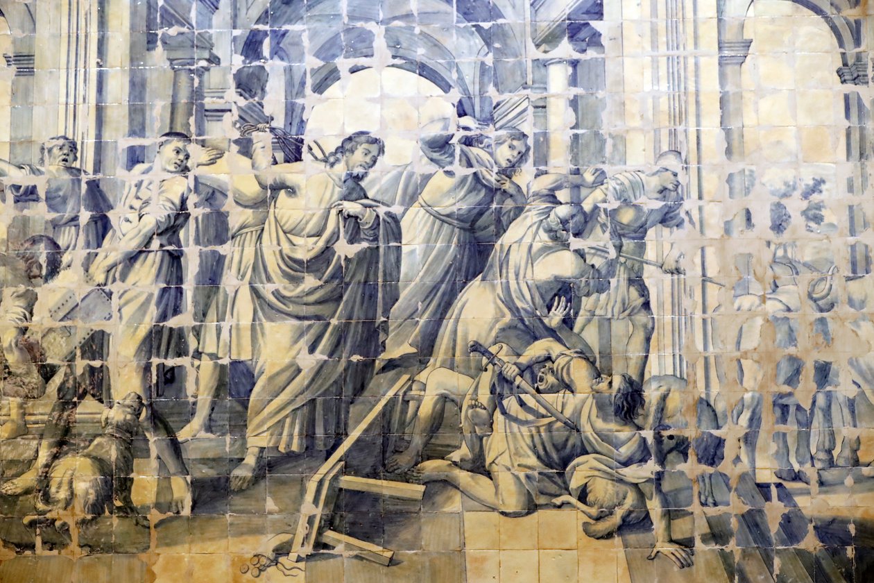 Igreja da Misericórdia. Azulejos. A purificação da narrativa do Templo. Jesus. Évora. Portugal. de Portuguese School