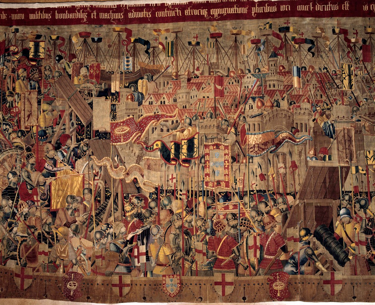 Conquete de África: "A captura de Asilah (Arzila) em Marrocos em 1471 pela frota portuguesa" Fragmento de uma tapeçaria da escola portuguesa do século XVI. Lisboa, Museu Nacional de Arte Antiga de Portuguese School