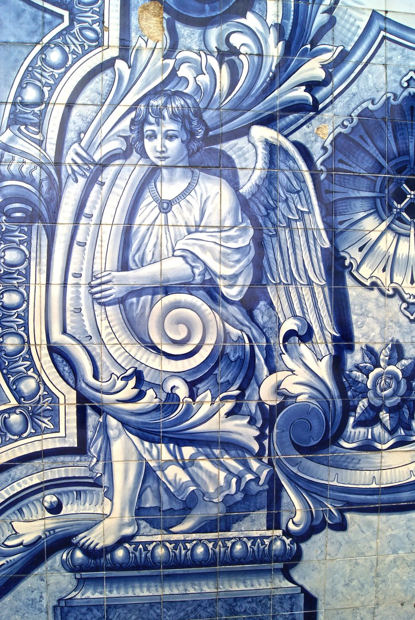 Painel decorativo retratando um anjo, Lamego, Portugal. 1738 (azulejos cerâmicos) de Portuguese School