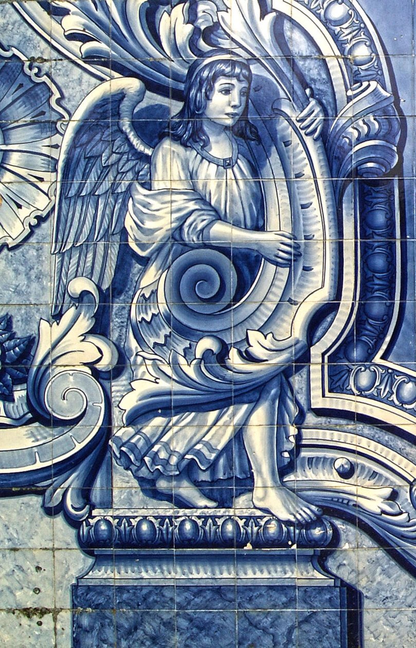 Painel decorativo retratando um anjo, Lamego, Portugal. 1738 (azulejos cerâmicos) de Portuguese School