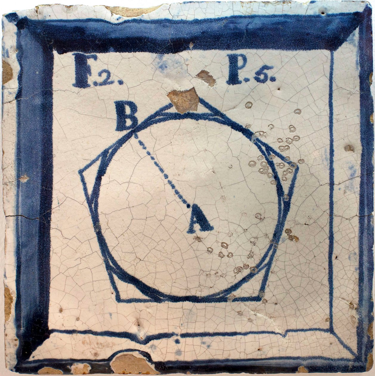 Esquema geométrico de um pentágono, Faiança de Estanho, Lisboa segunda metade do século XVIII - Musee national des azulejos, Lisboa (Portugal) de Portuguese School