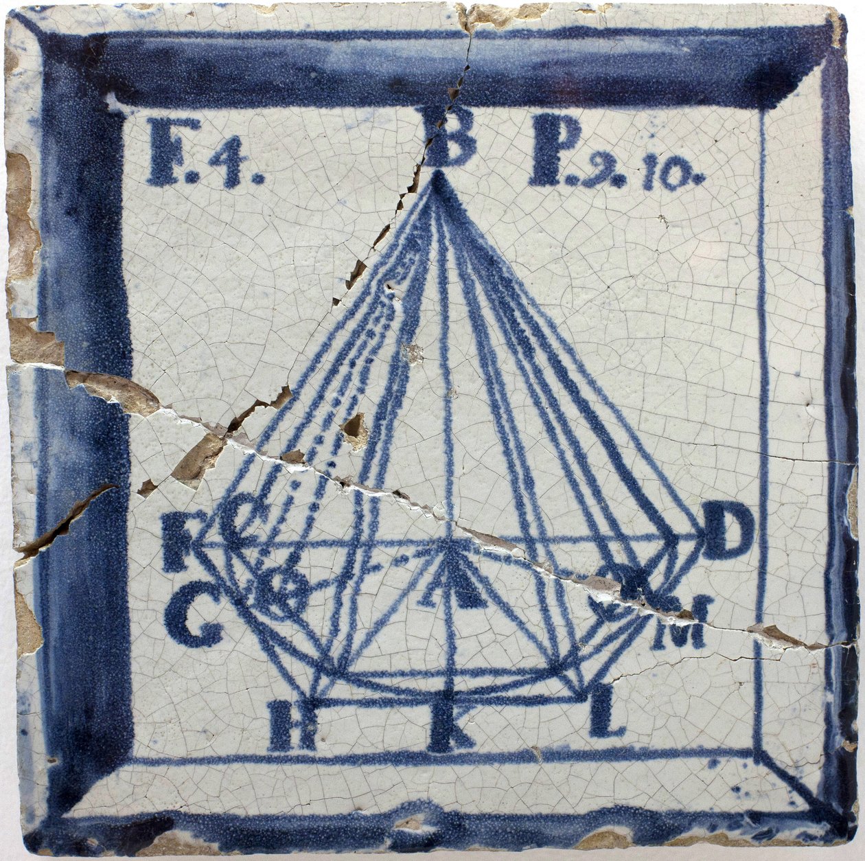 Esquema geométrico de uma pirâmide, Faiança de Estanho, Lisboa segunda metade do século XVIII - Musee national des azulejos, Lisboa (Portugal) de Portuguese School