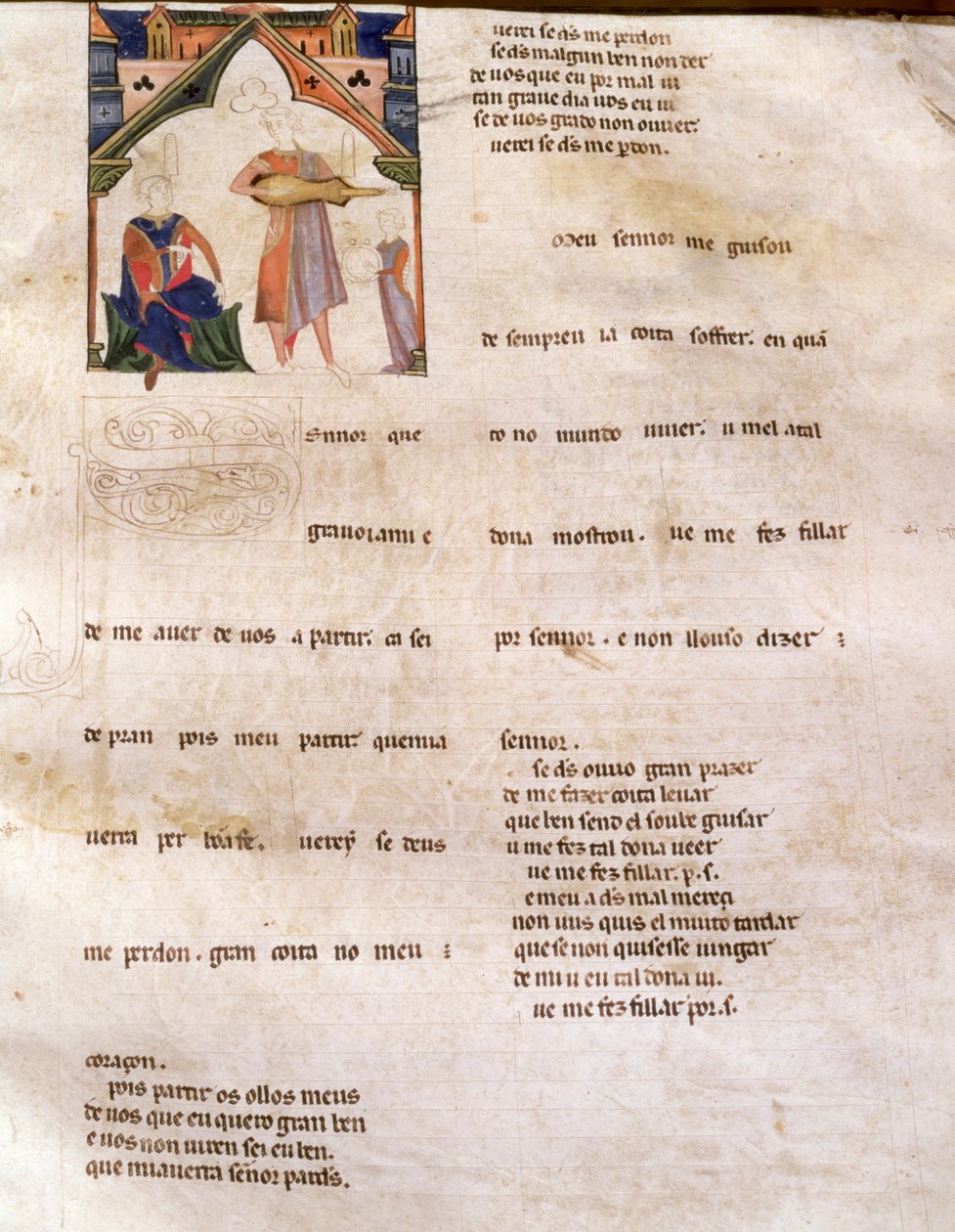 Página 197R Livro de Versos da Ajuda, página 197R, século XIII de Portuguese School