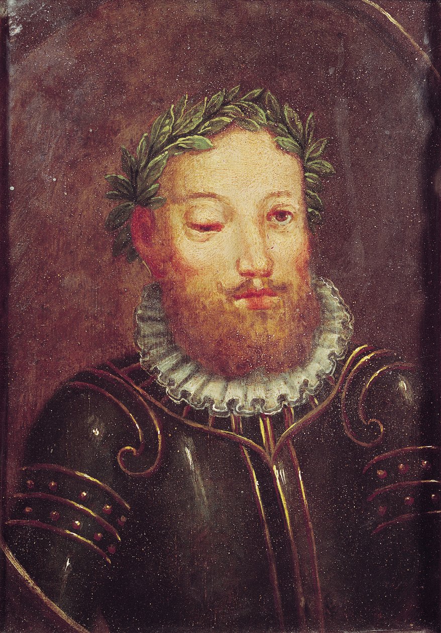 Retrato de Luís Vaz de Camões (c.1524-80) do século XVI ao XVII de Portuguese School