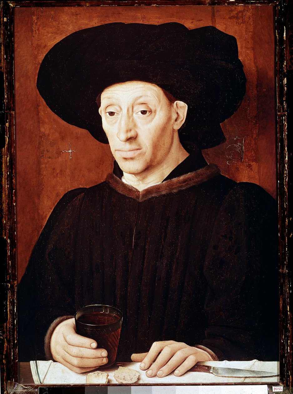 Retrato do homem com o copo de vinho (pintura de Portuguese School