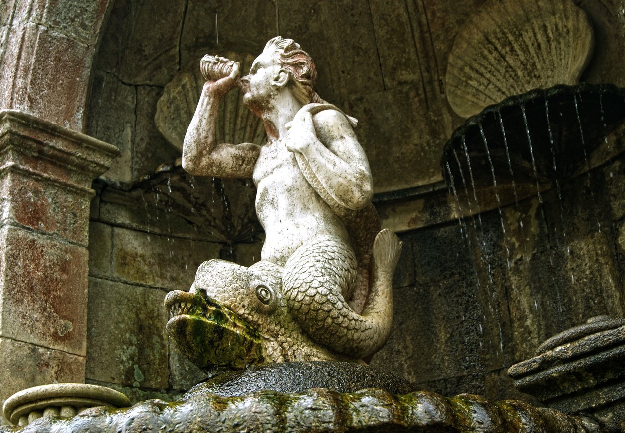 Triton Fountain, Santuário de Nossa Senhora dos Remédios, Lamego, Portugal 1738 (stone) de Portuguese School
