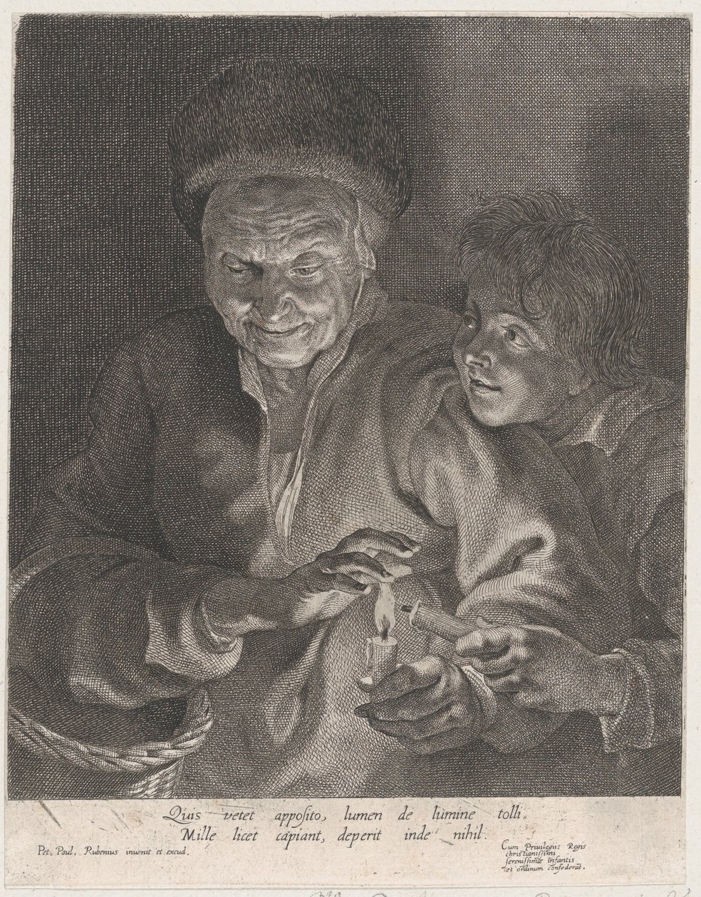 Mulher velha e um menino com velas, ca. 1620-30., c. 1620-30. de Possibly by Paulus Pontius.