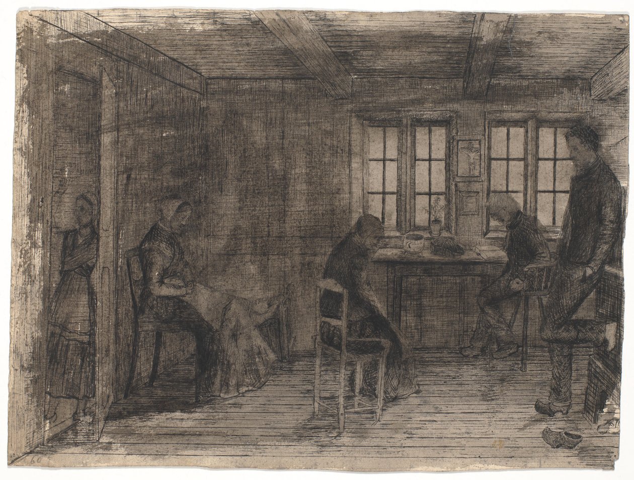 Interior de uma quinta com cinco pessoas de Poul S. Christiansen
