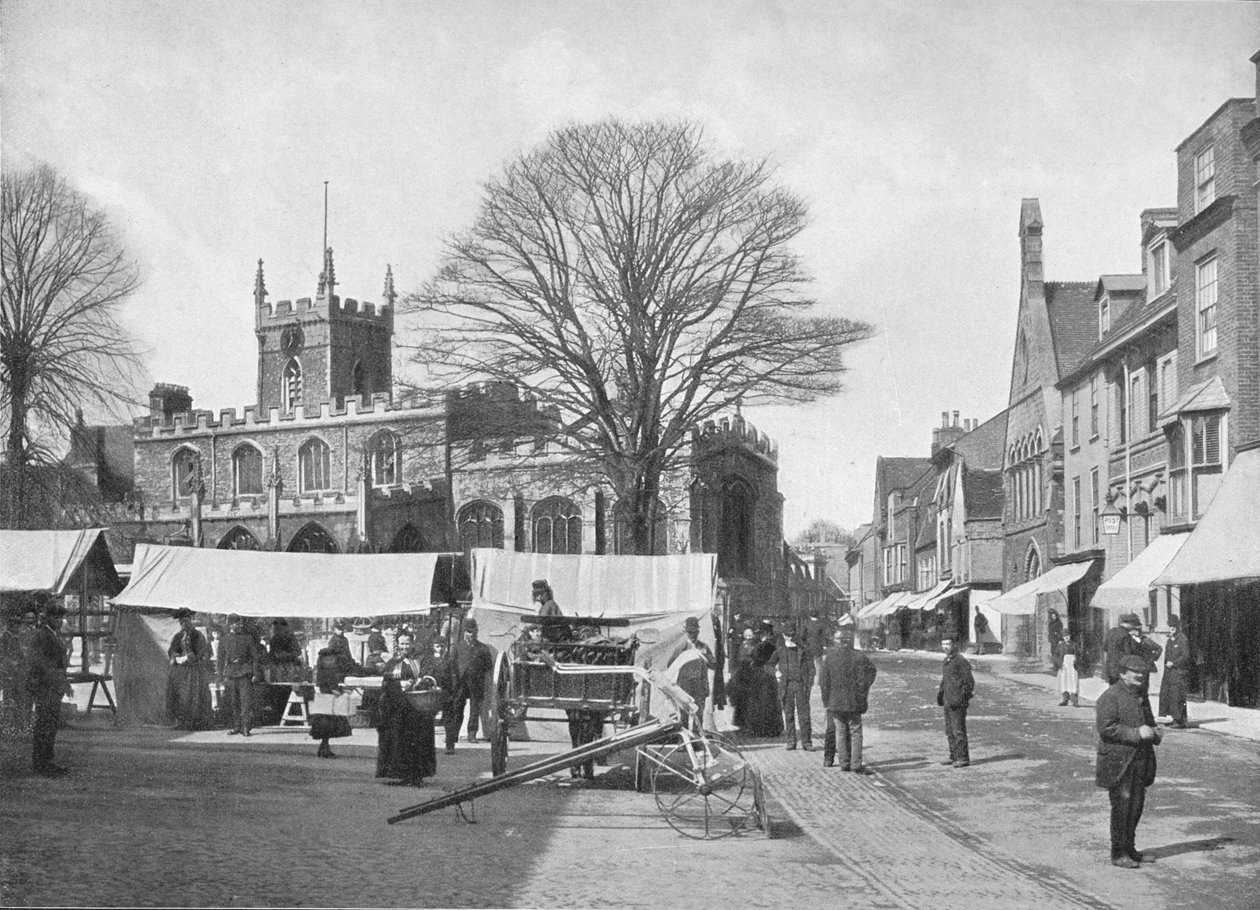Market Place, Huntingdon, c1896 de Poulton and Co