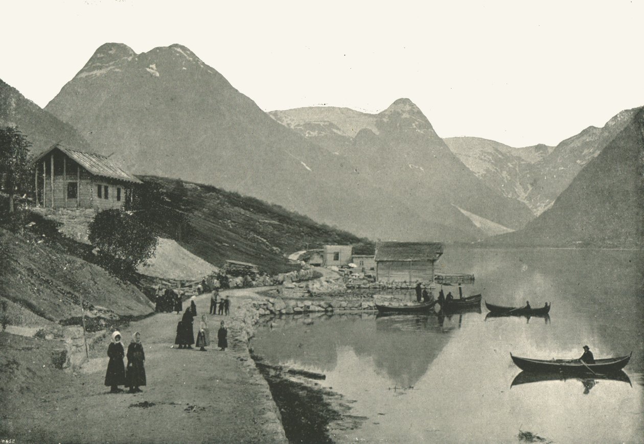 Mundal, no Fjaerlandsfjorden, Sogn, Noruega, 1895. de Poulton and Co