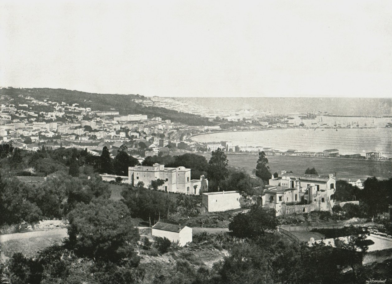 Vista do Mustafa, Argel, Argélia, 1895. de Poulton and Co