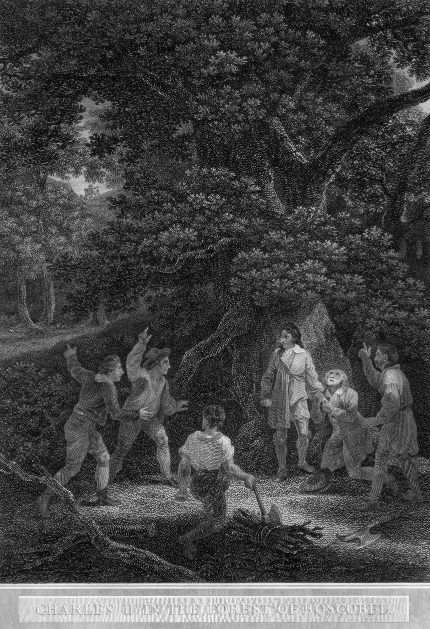 Carlos II na floresta de Boscobel, 1651. de Pouney and Rhodes