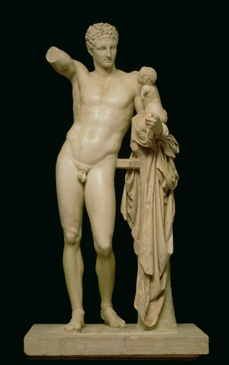 Estátua de Hermes e o infante Dionísio, c.330 aC (mármore pariano) de Praxiteles