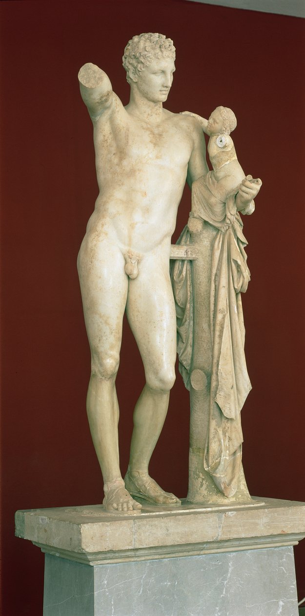 Estátua de Hermes e o infante Dionísio, c.330 aC (mármore pariano) de Praxiteles