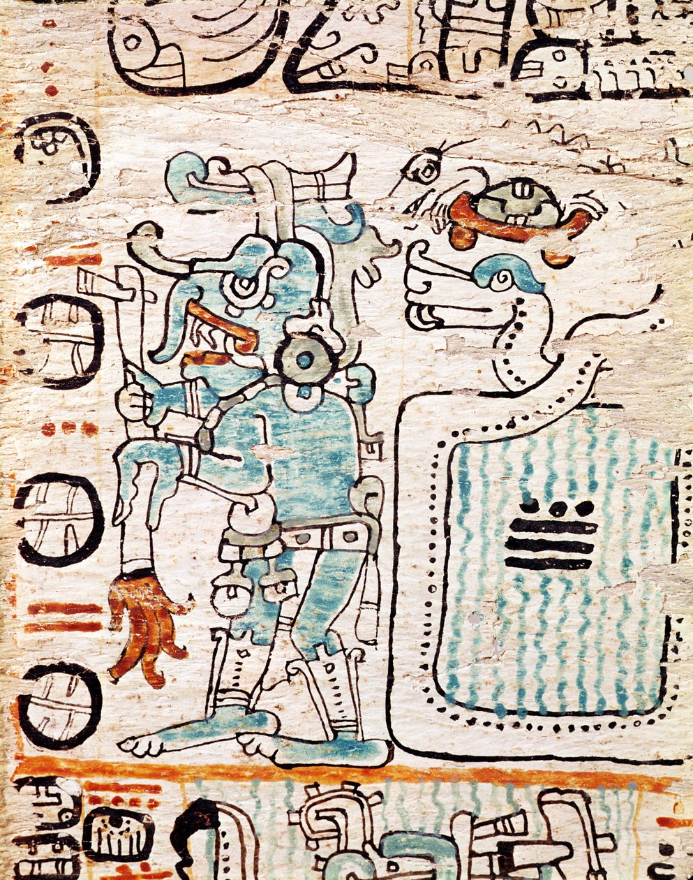 Detalhe de um códice maia de Pre Columbian