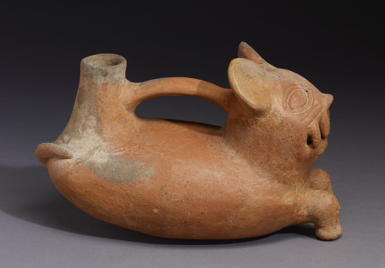 Embarcação felina, cultura de Vicus (earthenware) de Pre Columbian