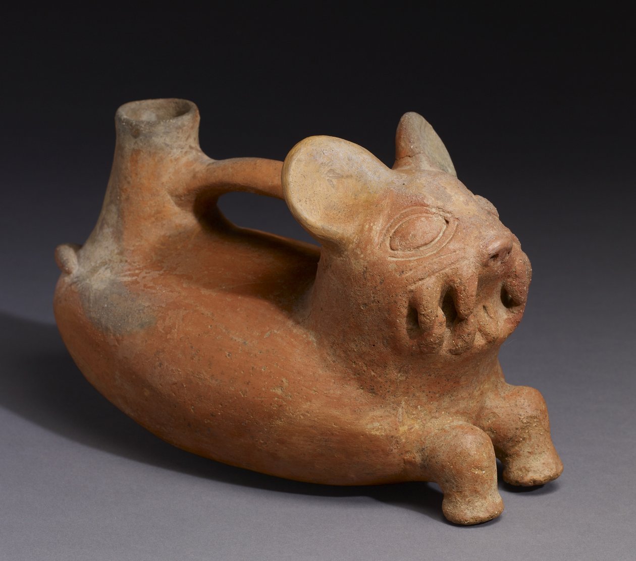 Embarcação felina, cultura de Vicus (earthenware) de Pre Columbian