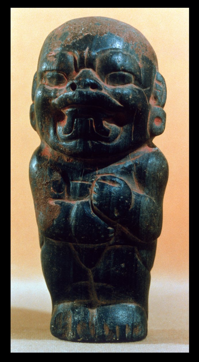Figura com a cabeça de um jaguar, da cultura olmeca, 3000-1000 aC (cerâmica) de Pre Columbian