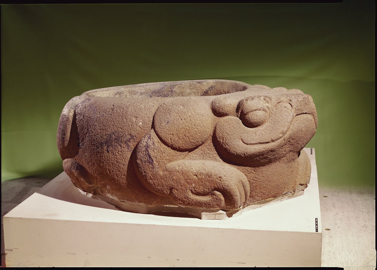 Oferecendo navio na forma de um sapo gigante, maia, de Kaminaljuyu, 250-600 (lava vulcânica) de Pre Columbian