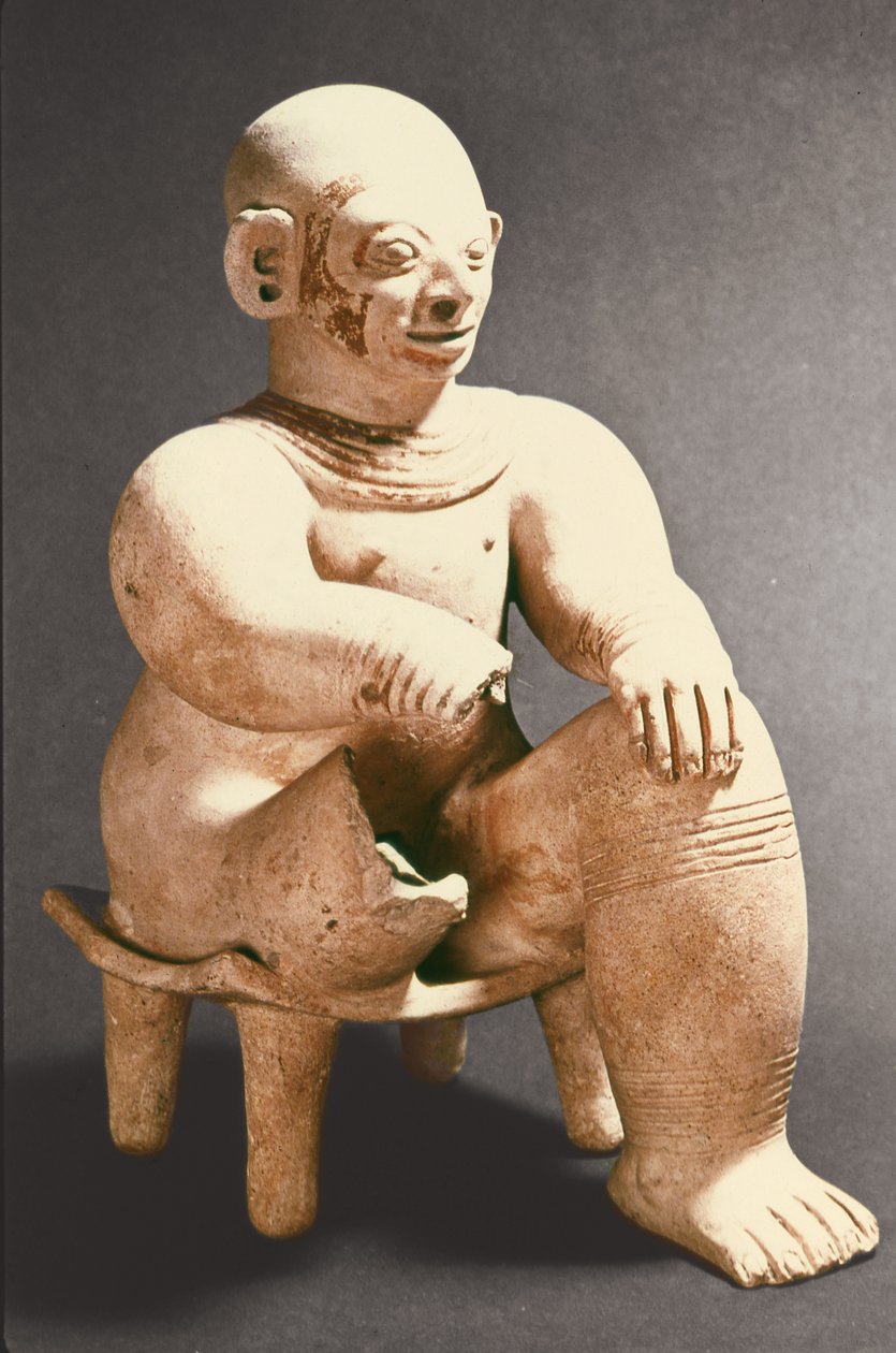 Figura masculina sentada, Eldorado (cerâmica) de Pre Columbian
