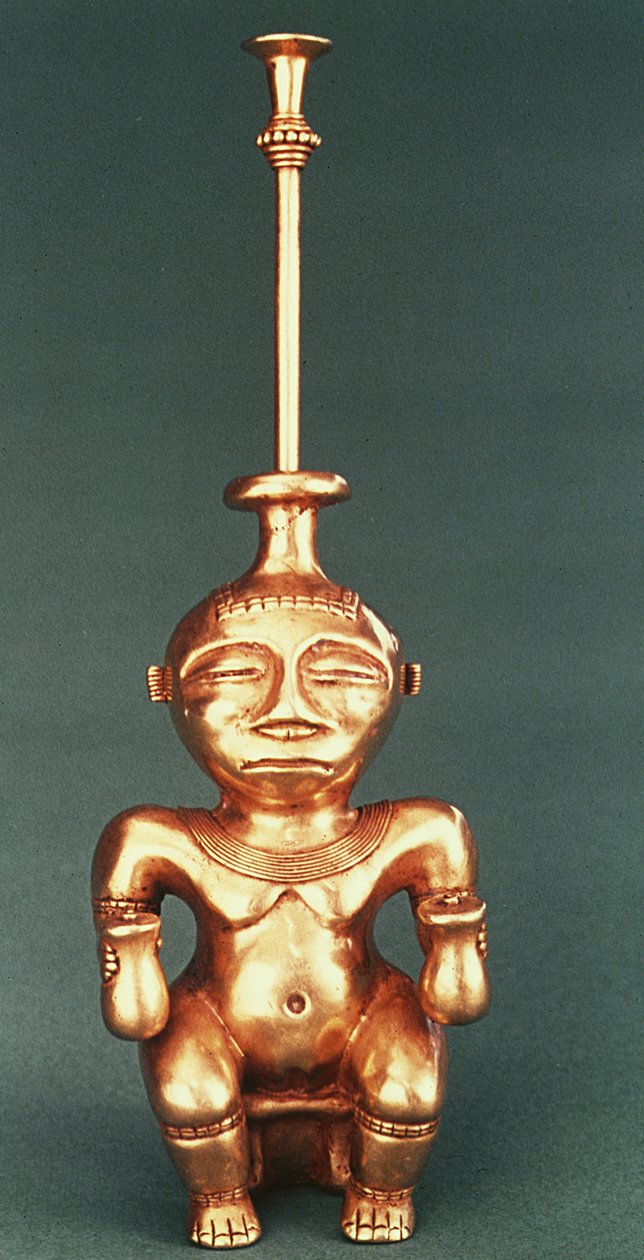 Recipiente de limão de ouro fundido, Quimbaya de Pre Columbian