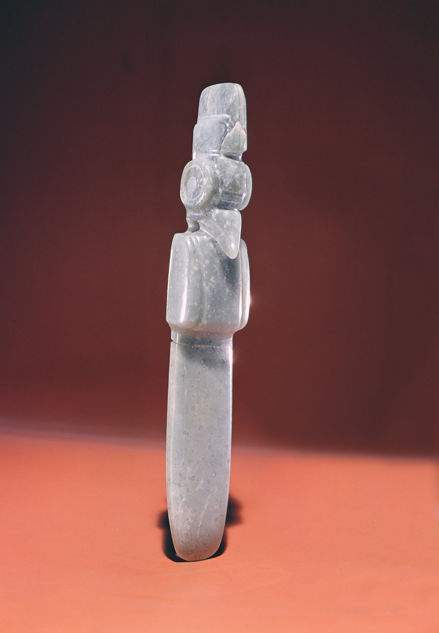 Celta de pássaro pontiagudo, de Guacimo, área de Linea Vieja (jade azul-verde translúcido) de Pre Columbian
