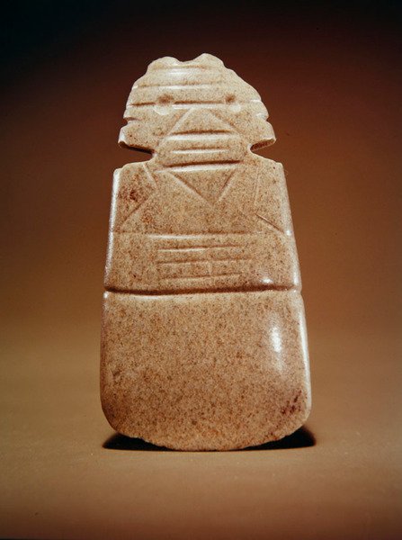 Deus do machado antropomórfico, de Guacimo, área de Linea Vieja (jade verde médio salpicado) de Pre Columbian Pre Columbian