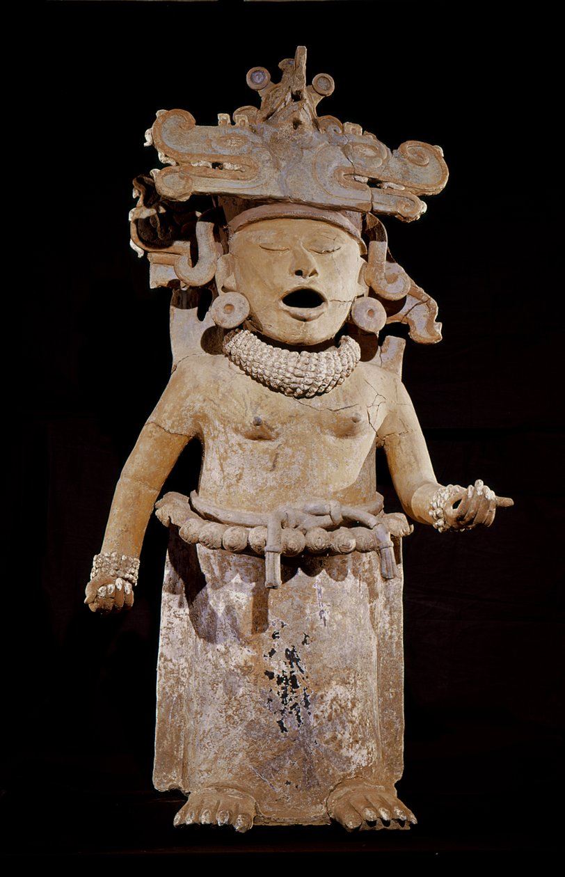 Figura Cihuateotl representando uma mulher que morreu no parto, estilo Remojadas, de Tlalixcoyan, Vera Cruz (cerâmica) de Pre Columbian Pre Columbian