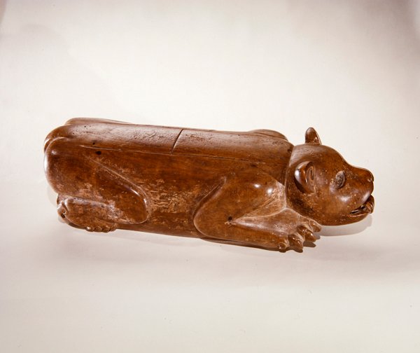 Tambor Jaguar Agachado, Cultura Asteca (madeira) de Pre Columbian Pre Columbian